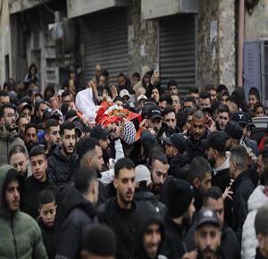 تشييع جثمان الشهيد مصطفى أسعد مصطفى حمد، في مخيم قلنديا